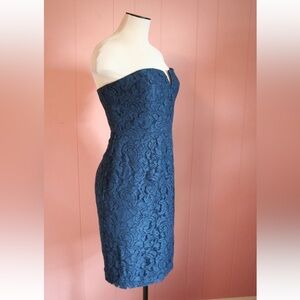 J. Crew Cathleen Strapless Navy Lace Dress